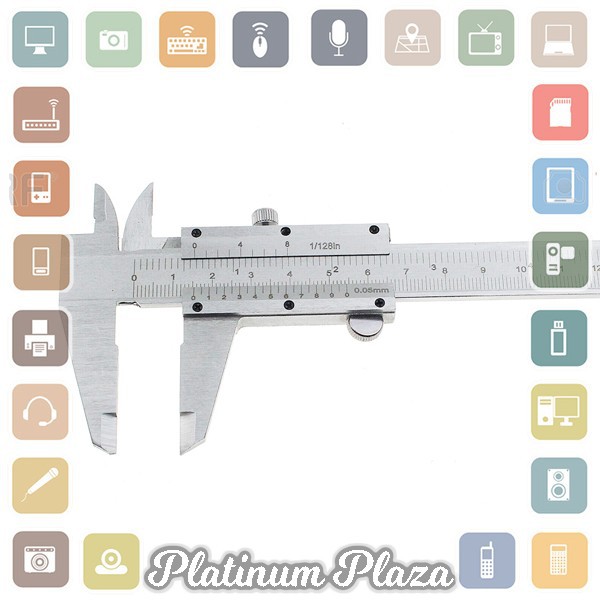 Jangka Sorong Stainless Steel Vernier Caliper Gauge Micrometer 15CM - Silver`EG7OT9-