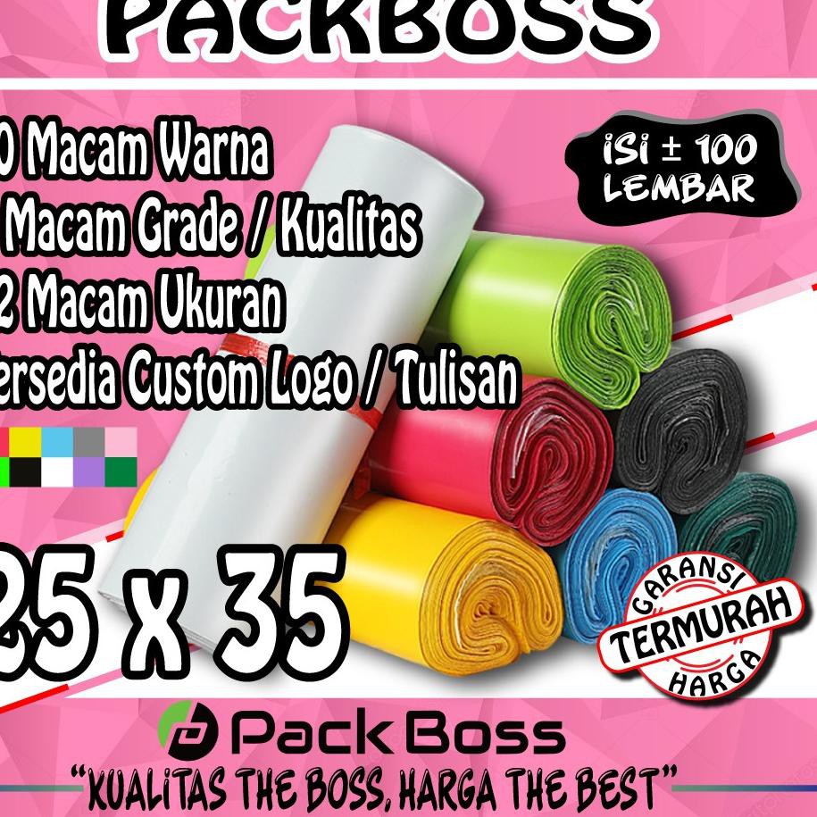 

VQJ POLYMAILER PACKBOSS 25X35 ISI ±100 TEBAL *KUALITAS BOSS, HARGA *✪ (Murah Banget)
