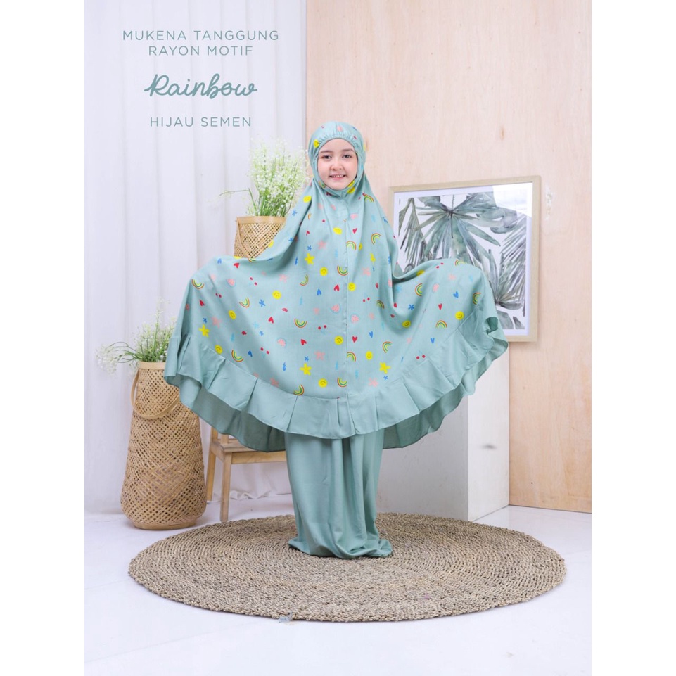 MUKENA BALI TASIK - MUKENA ANAK TANGGUNG RAYON MOTIF RAINBOW