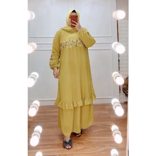 GAMIS MELAYU MALAYSIA BORDIR DADA REMPEL BAWAH EKSTRA JUMBO LD 130