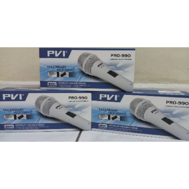 Mic kabel PVI PRO 990 warna putih berkualitas bagus suara mantul kualitas mantap