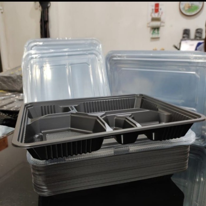 misi- Mika Bento Sekat 5 +Tutup /Kotak Makan Nasi/Plastik Bento Box/Catering