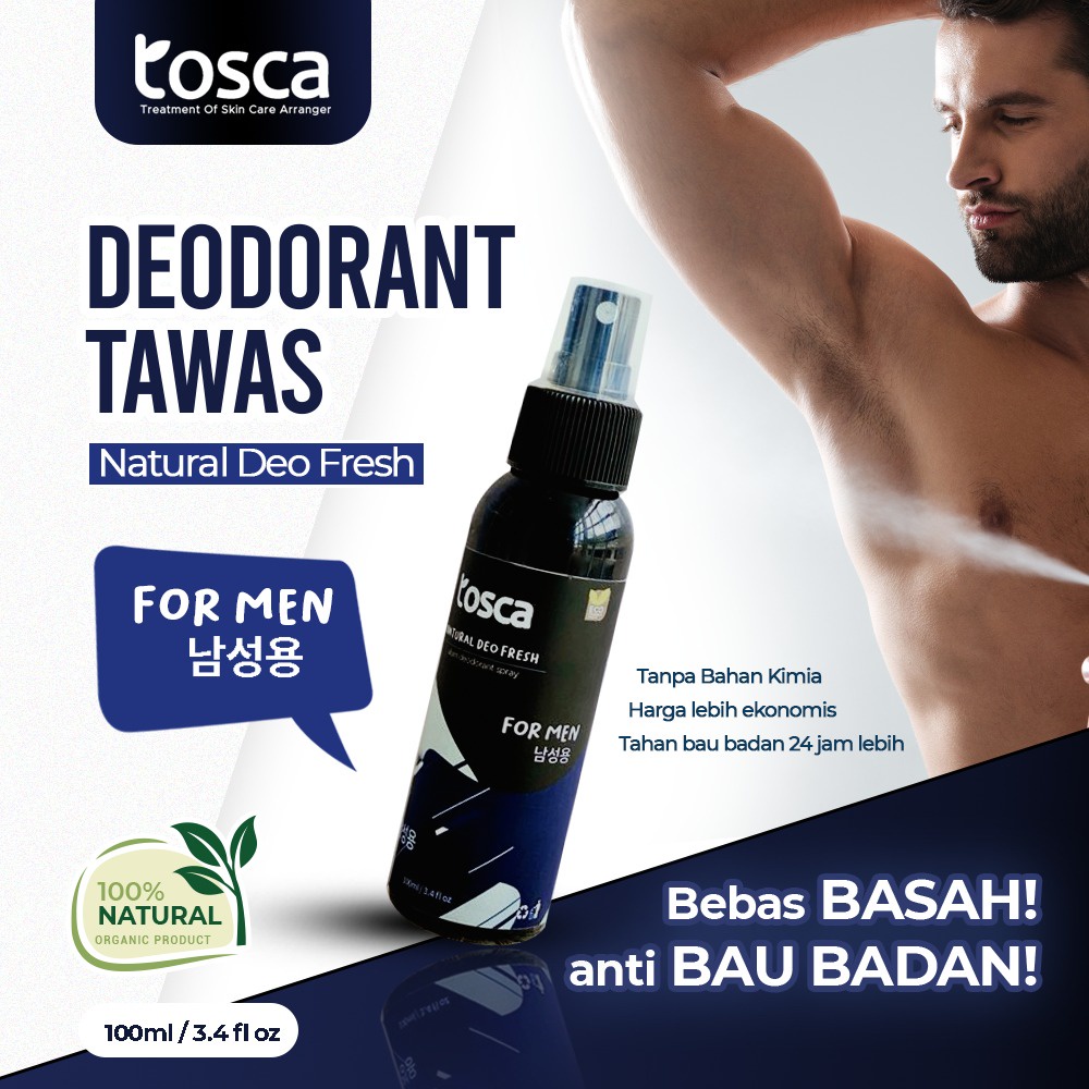 TOSCA Natural Deodorant Spray Khusus Pria 100ml deodorant tawas alami untuk laki - laki