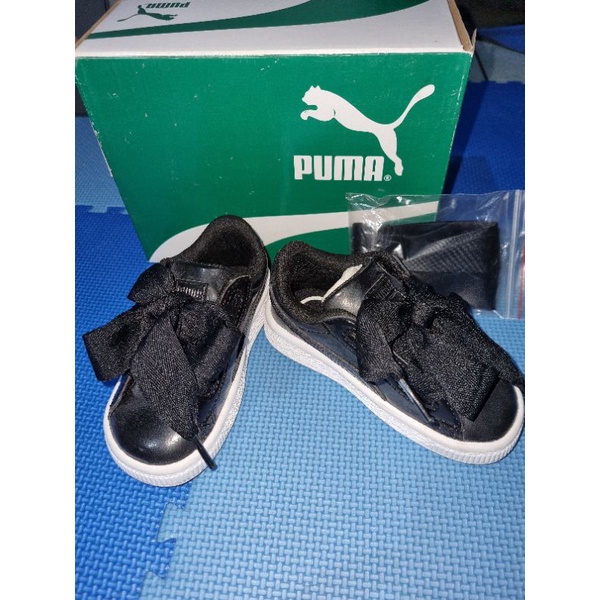 PUMA ORIGINAL KIDS SHOES BASKET HEART GLAM INF BLACK SIZE UK 5