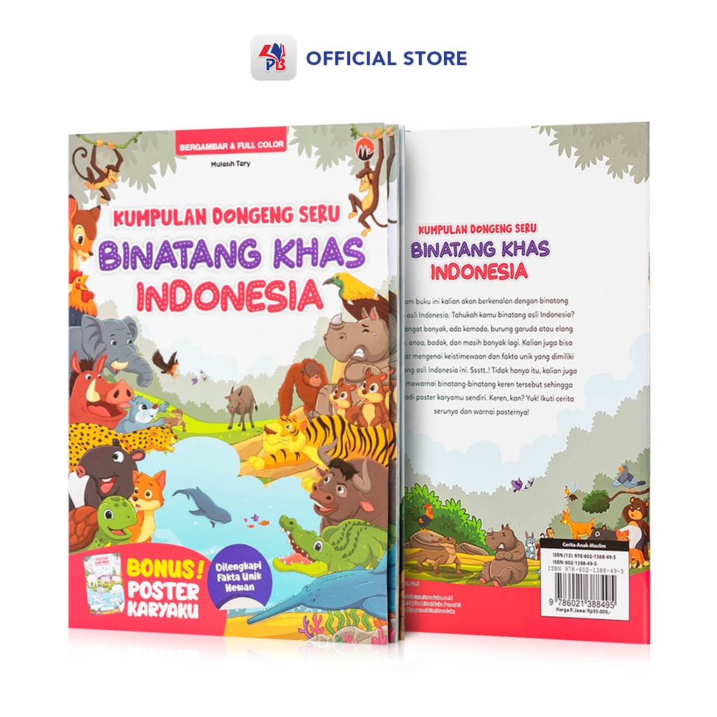 Buku Cerita Anak Bergambar Buku Dongeng Anak Bergambar Cerita Kumpulan Asal Mula dan Binatang Khas Indonesia Full Colour-BINATANG KHAS