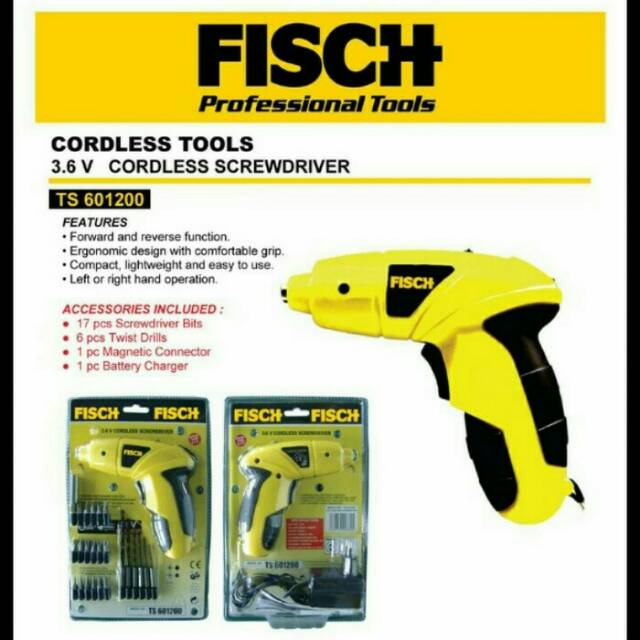 3, 6v cordless screwdriver  FISCH TS 601200, mesin bor obeng
