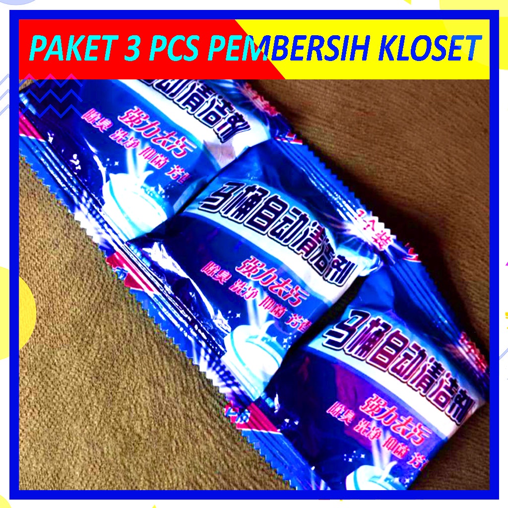 Paket 3 Pcs Tablet Biru Pembersih Kloset / Pembersih Kloset Closet Cleaner / Sabun Biru Pembersih Toilet 50 Gram Isi 3 Pcs