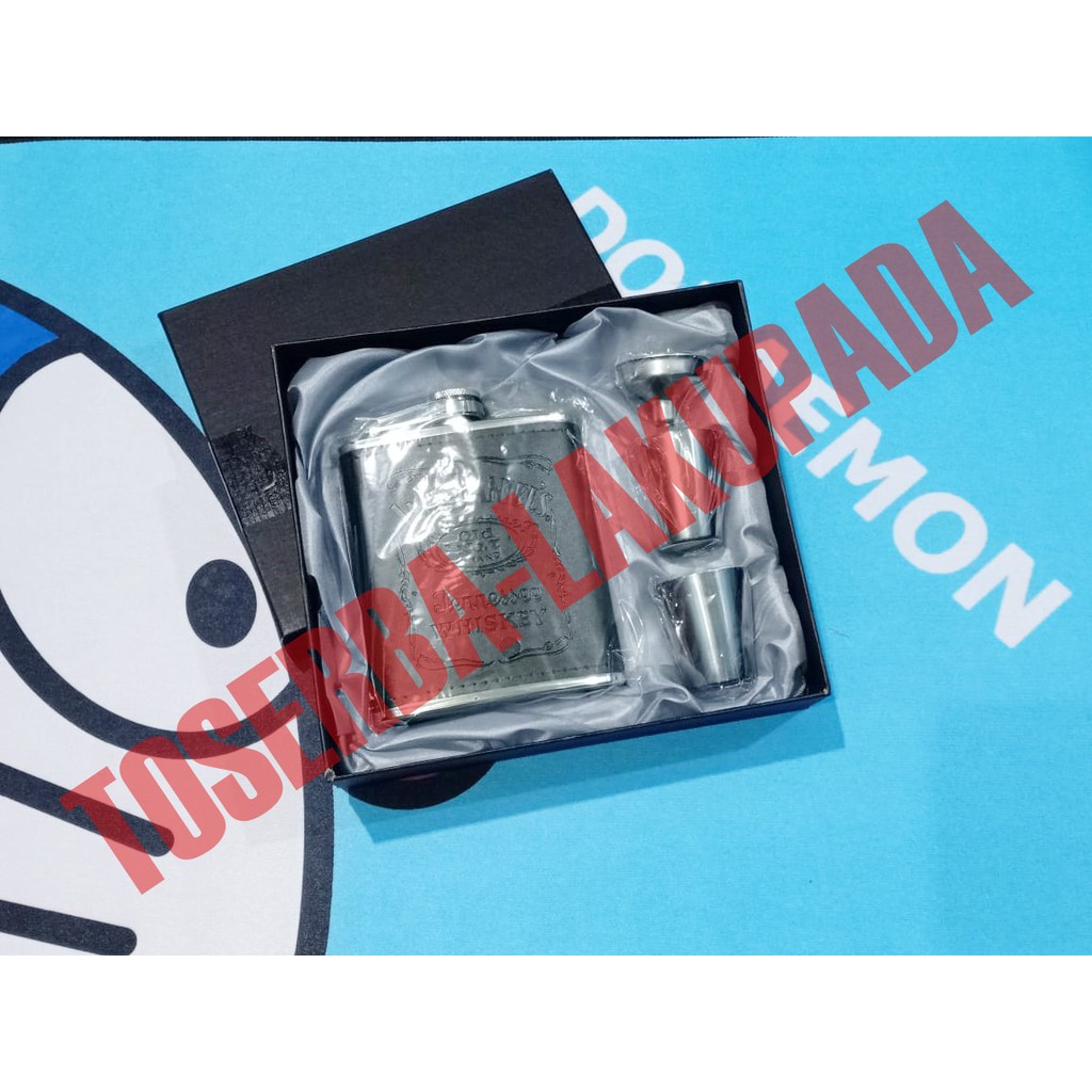 Botol Minum Unik Wine Bir Hip Flask Stainless Steel With Leather Corong Sloki