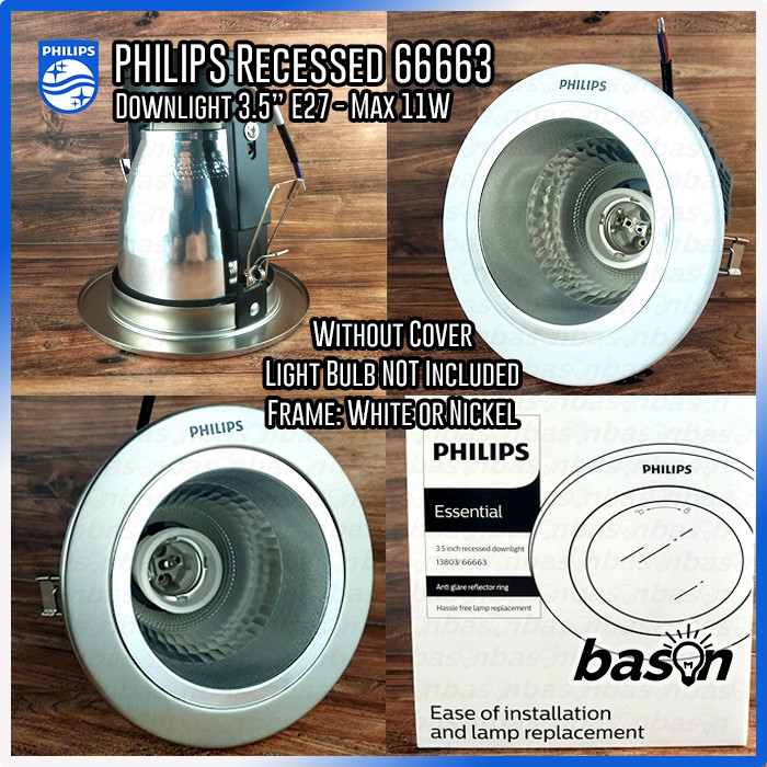 PHILIPS 66663 Nickel | Rumah Lampu 3.5&quot; Downlight Recessed E27