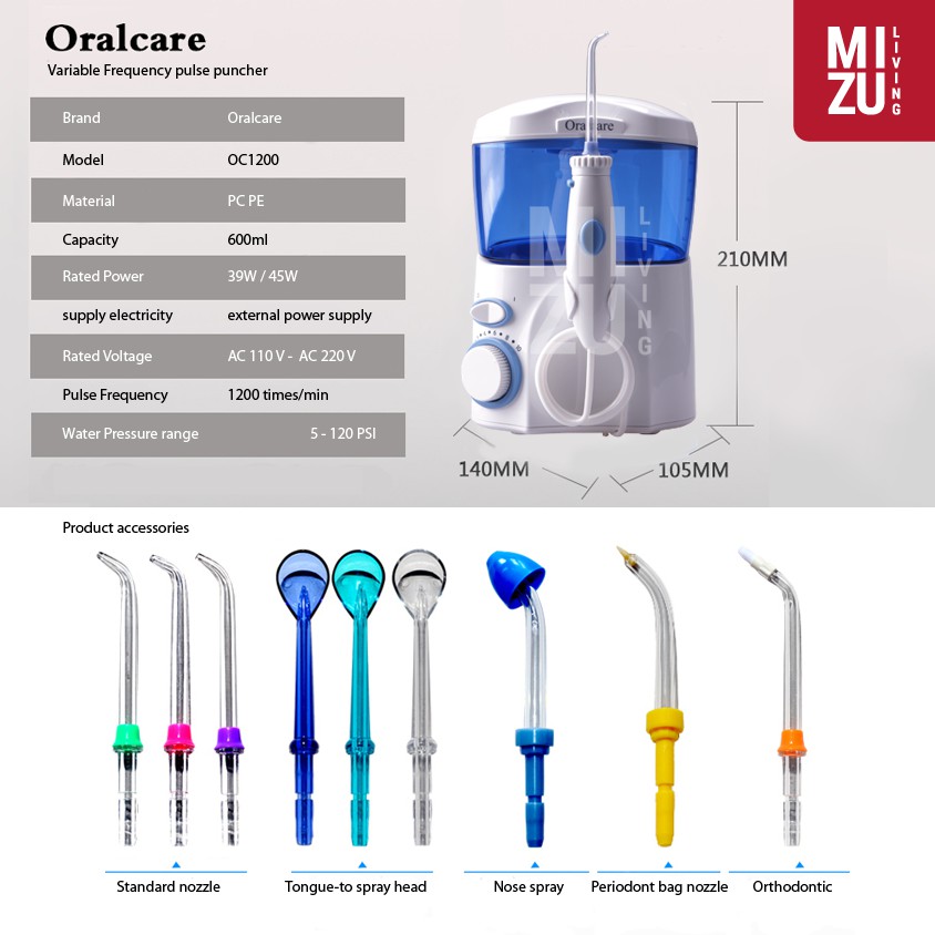 ORALCARE Water Flosser Pembersih Karang Gigi Alami Dental Jet Waterpik