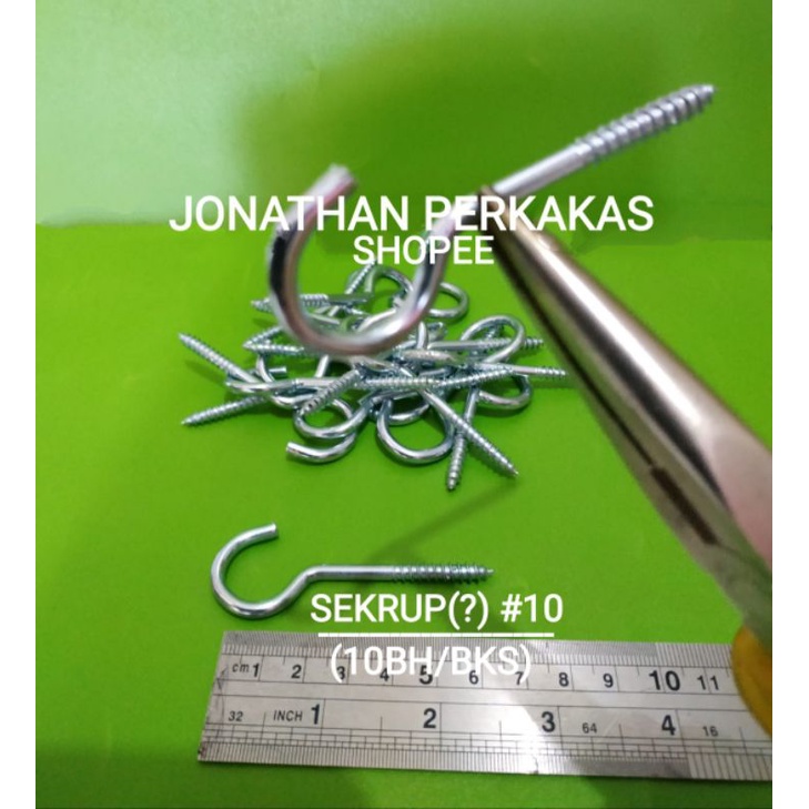 sekrup tanda tanya#10(10bh/bks) sekrup kapstok#10(10bh/bks) screw hook#10(10bh/bks)