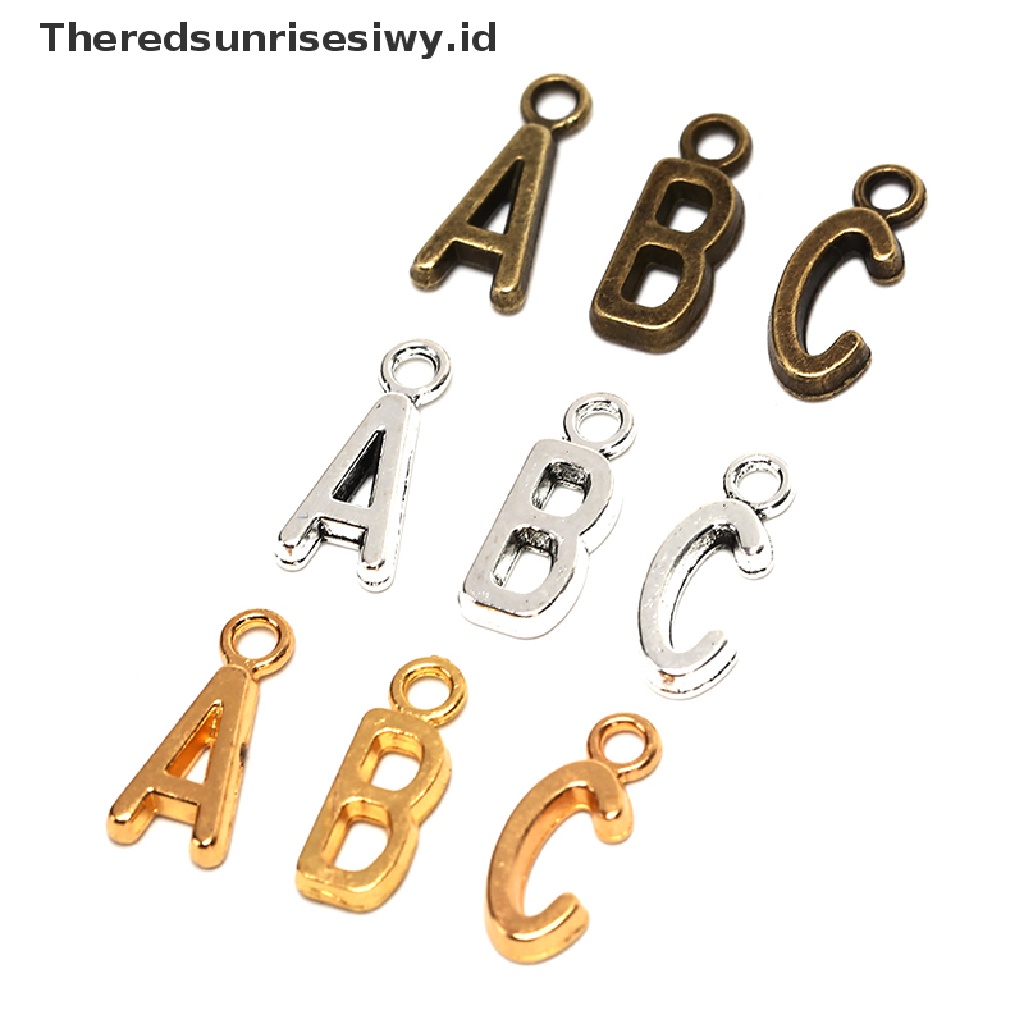 (Theredsunrisesiwy.Id) 26pcs Liontin Huruf Alfabet A-Z Warna Silver / Gold Untuk Diy Perhiasan Charms