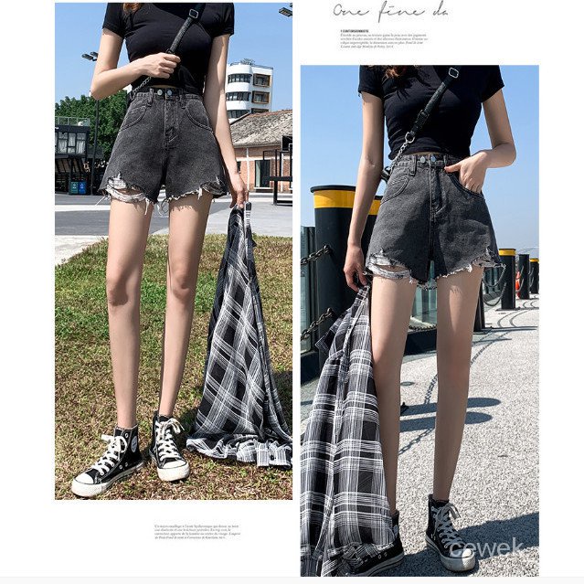 CEWEK_ID Hot pants celana pendek jumbo celana jins wanita kekinian highwaist pants celana pendek cewek short pants ripped jeans ootd