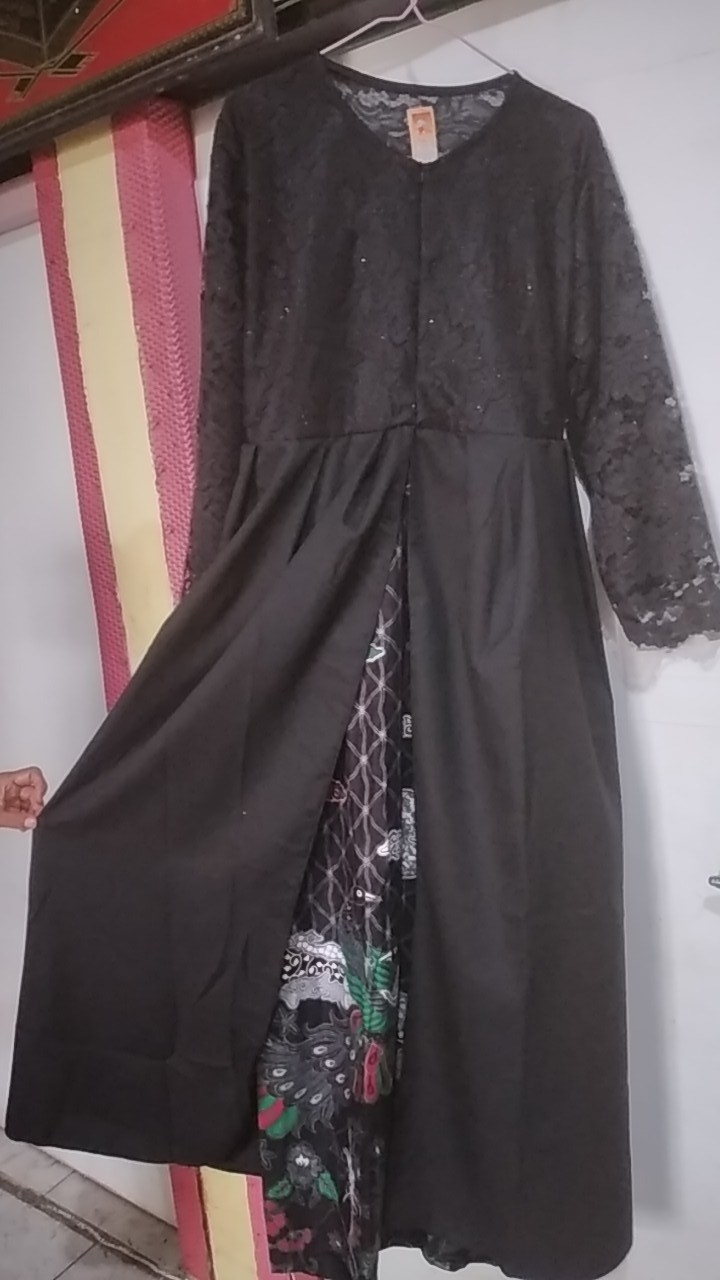 Gamis Batik Anjani Motif Kombinasi Warna Brocade Maxi Wanita Modern Premium Exclusive Seragam