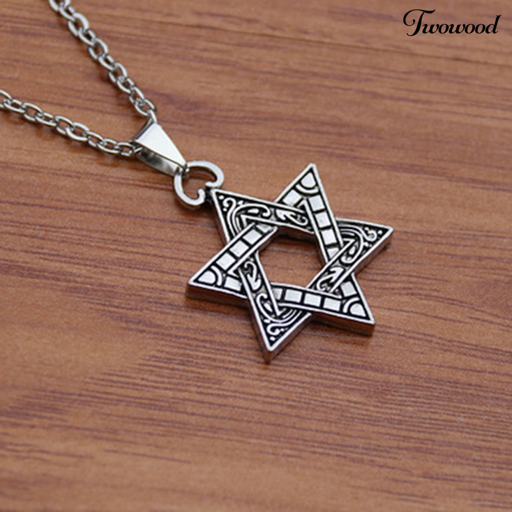 Kalung Rantai Liontin Hexagram Gaya Hip Hop Untuk Unisex