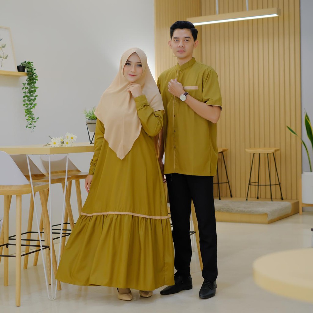 Ziyan Couple Akifa Gamis Syari Set Khimar dan Koko Dewasa Busana Sarimbit