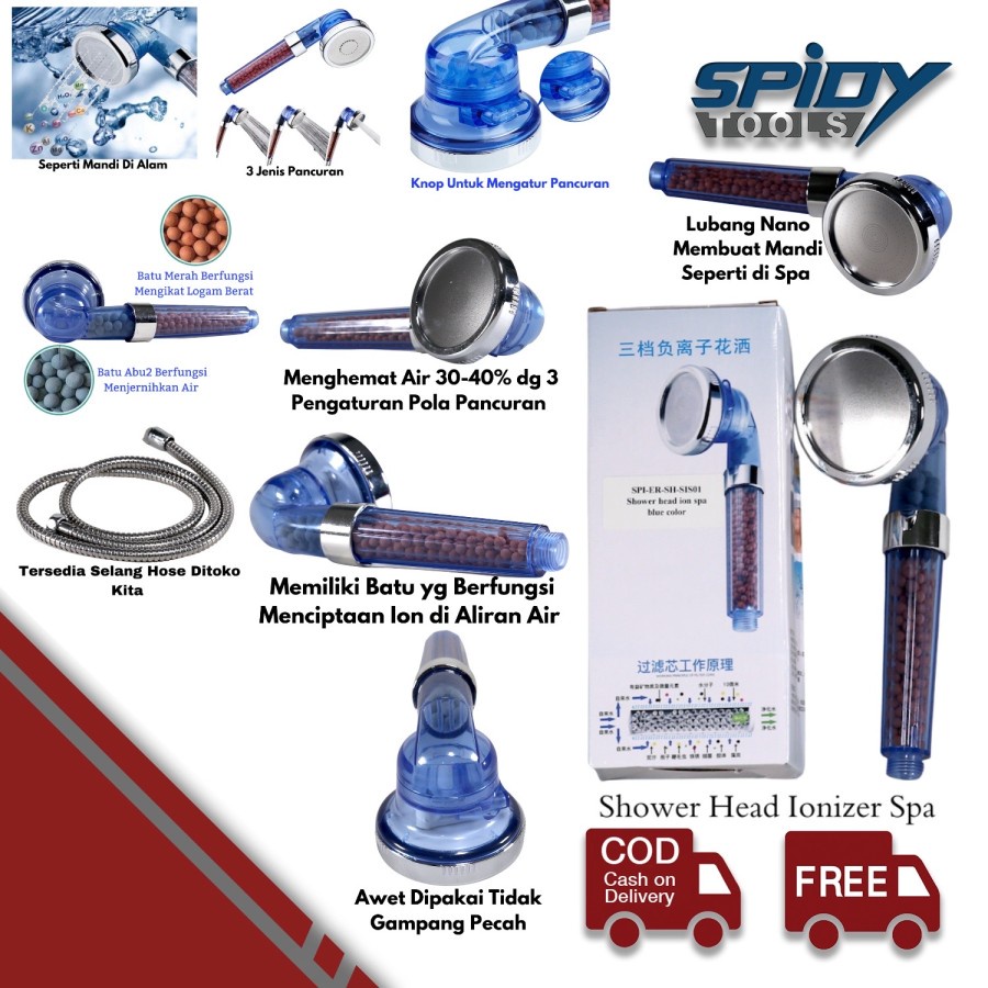 Spa Shower Head Kepala Shower Filter Aerator Pancuran Mandi Batu Ion