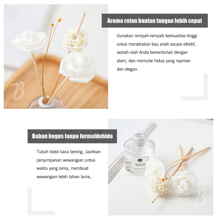 100% ORI Reed Diffuser Aromatherapy Bunga Difuser Aroma Pengharum Ruangan Pewangi Essential oil Reed Difuser-1
