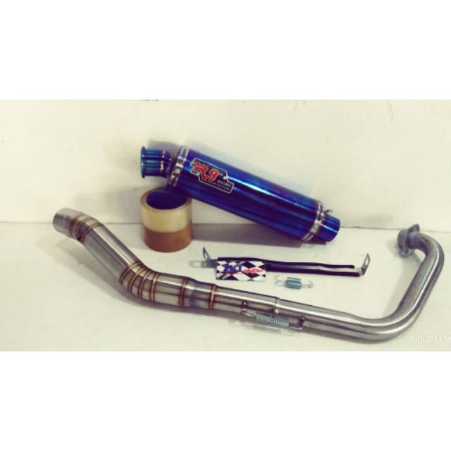 Knalpot R9 bluemoon for vixion, cbr, r15, gsx, fu, mx king, dll