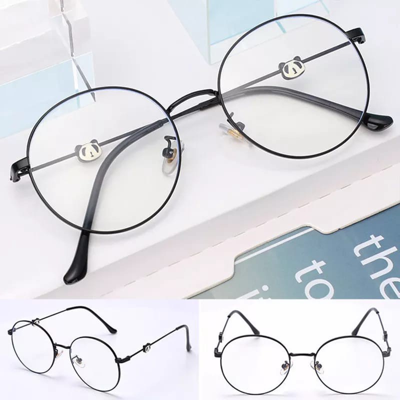 (Fy)Kacamata anti radiasi wanita dan pria  frame metal  bulat Motif Panda realpict