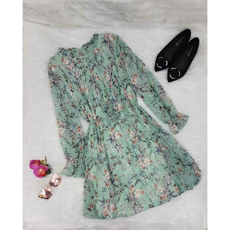 Tunik Plisket Import Motif Bunga Besar
