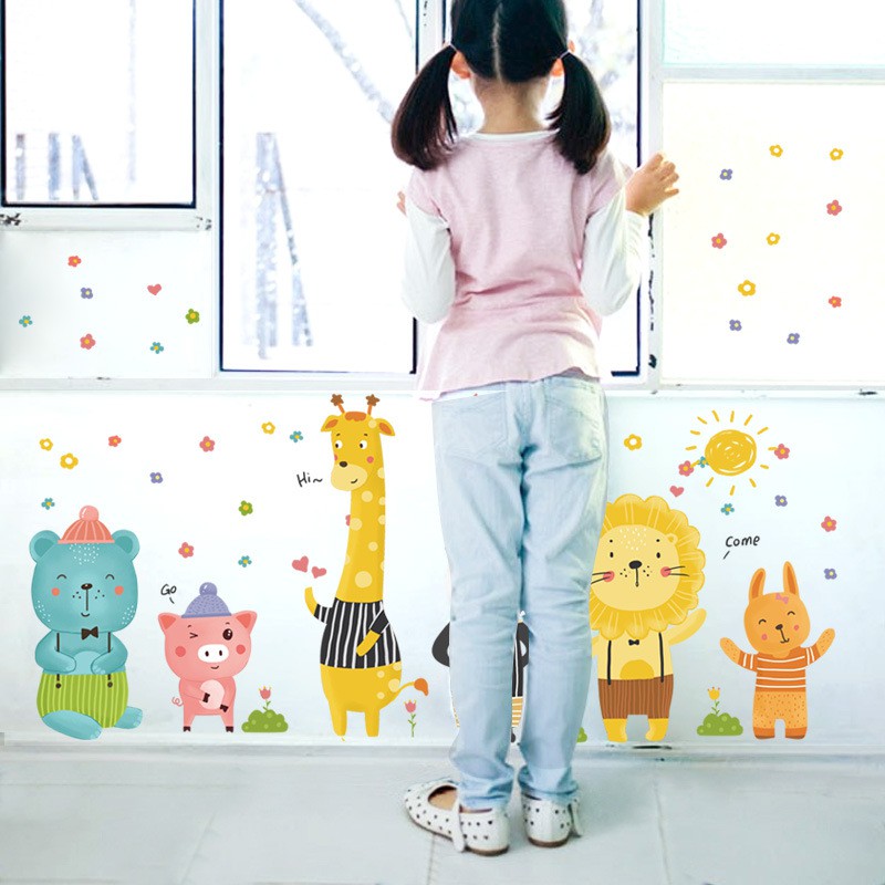 Reliza Wall Sticker Kartun Anak Hewan Study Animal Stiker Dinding LDR