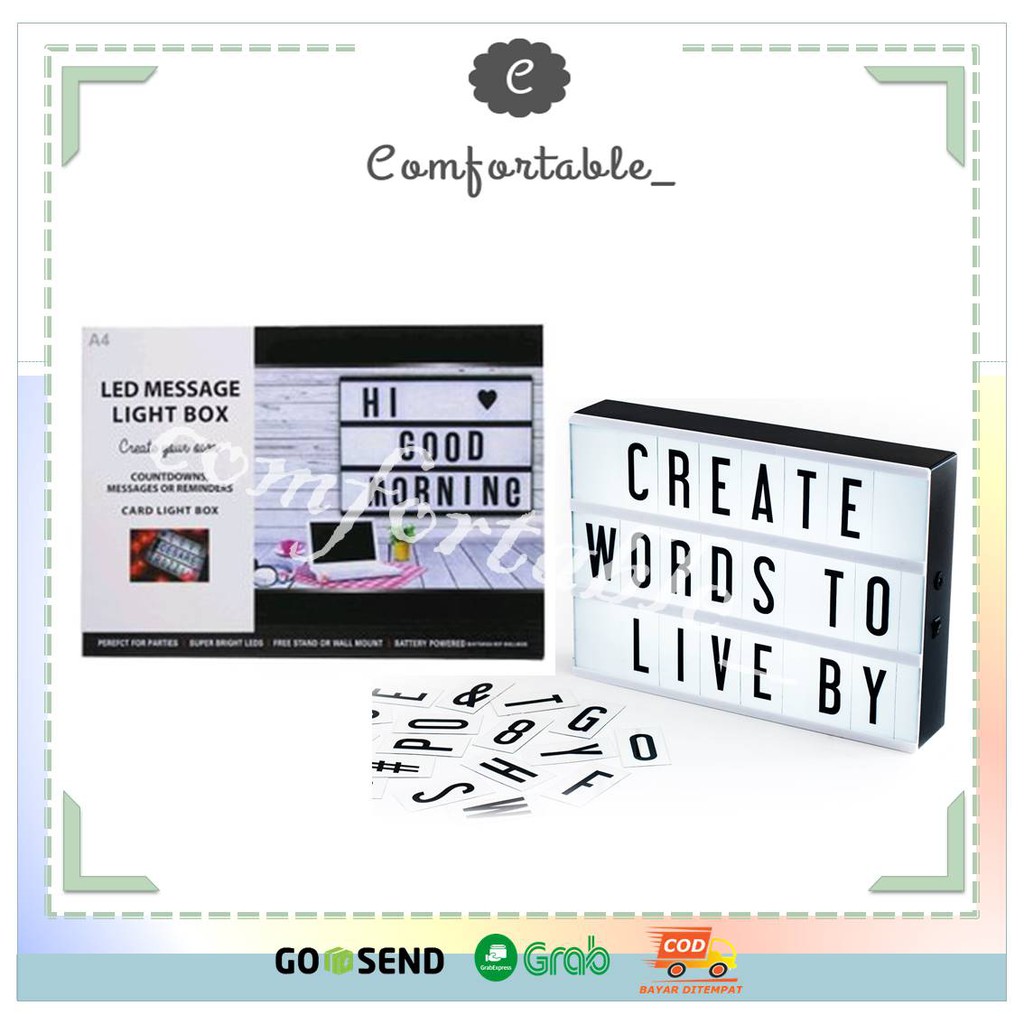 Jual LED Message Light Box Size A4/Letter Box 3D/Cinema Box Dekorasi
