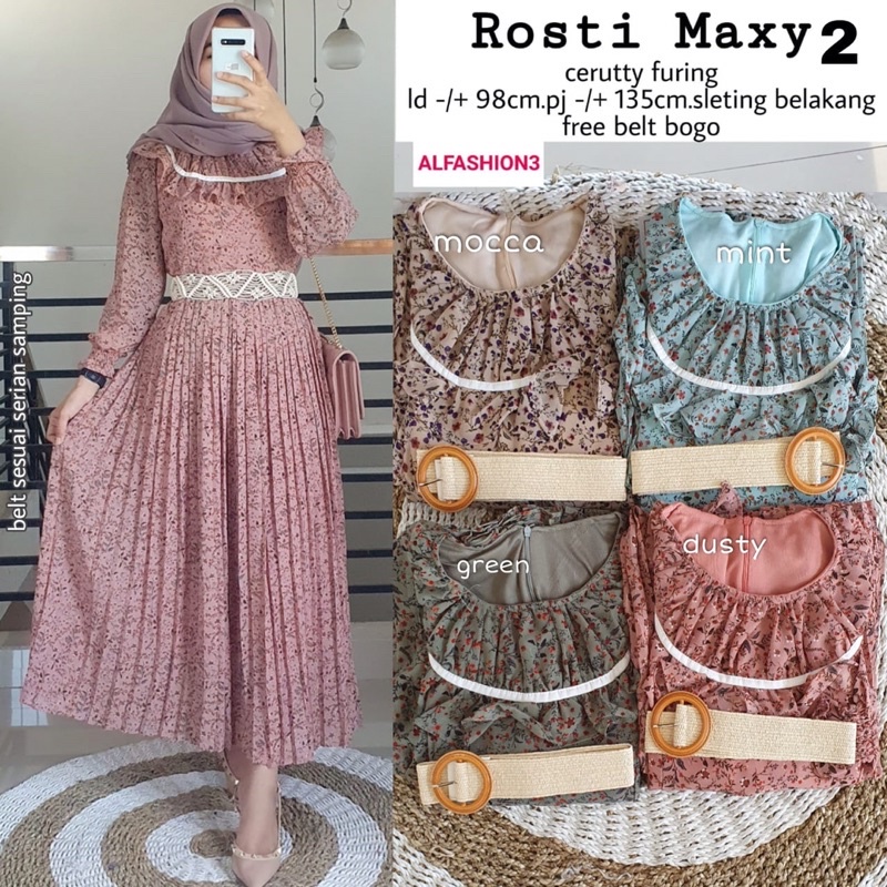 CASUAL DRESS GAMIS ROSTI MAXY 2 ORIGINAL BY ALFASHION SOLO