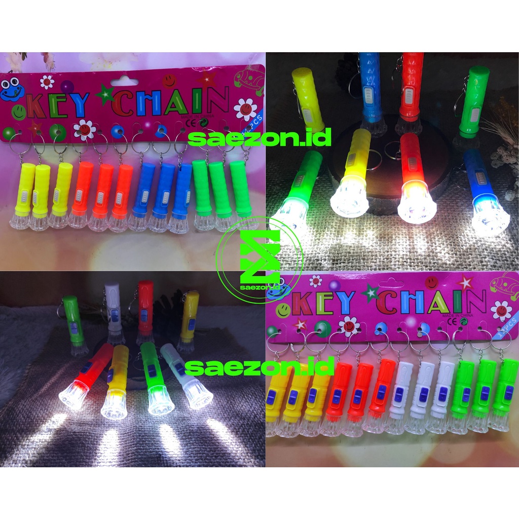 GANTUNGAN KUNCI MINI SENTER LED WARNA WARNI / GANTUNGAN KUNCI SENTER LED MINI WARNA WARNI