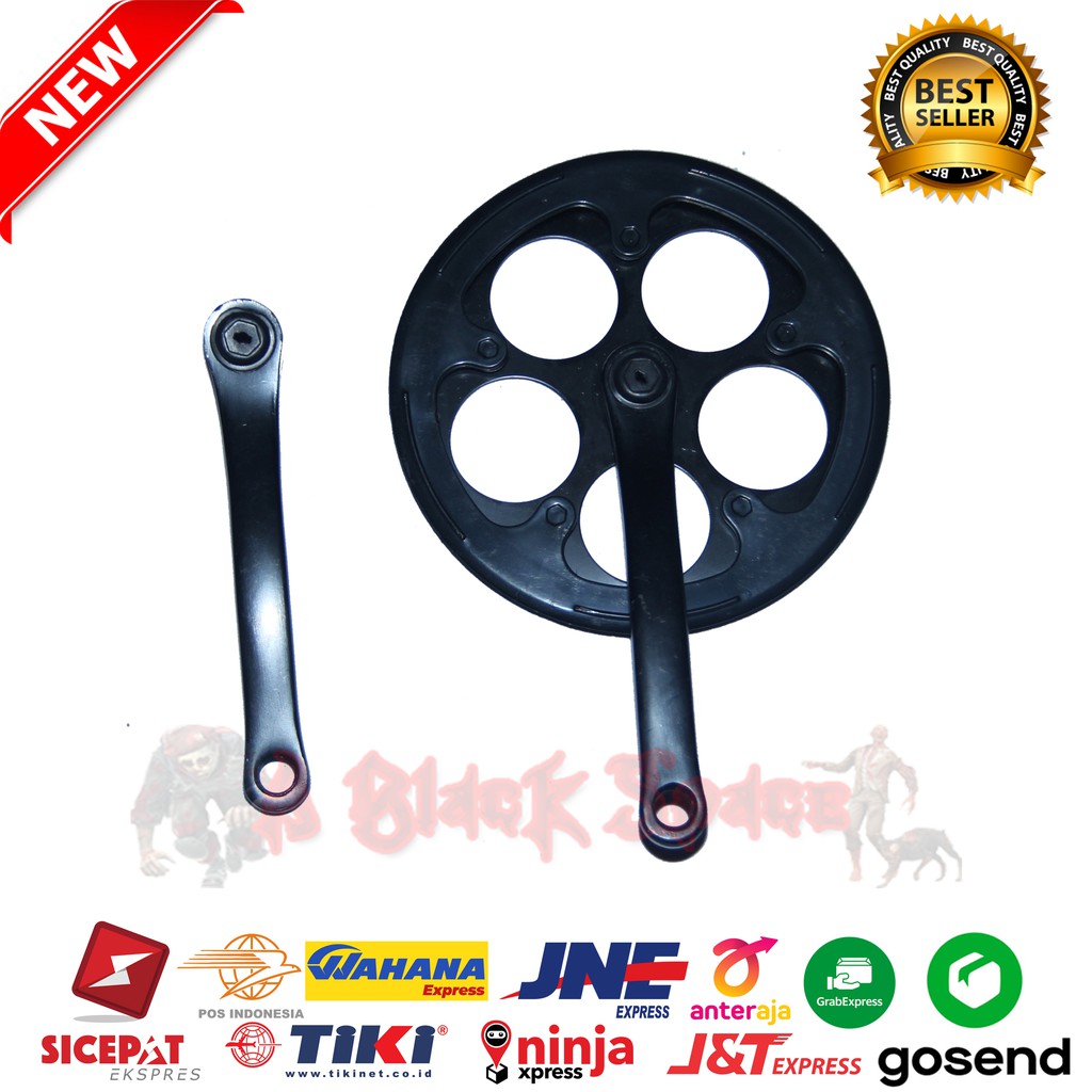 Gir Gear Crank Sepeda Single Speed 48T Besi Hitam Crank Sepeda Lipat Minion