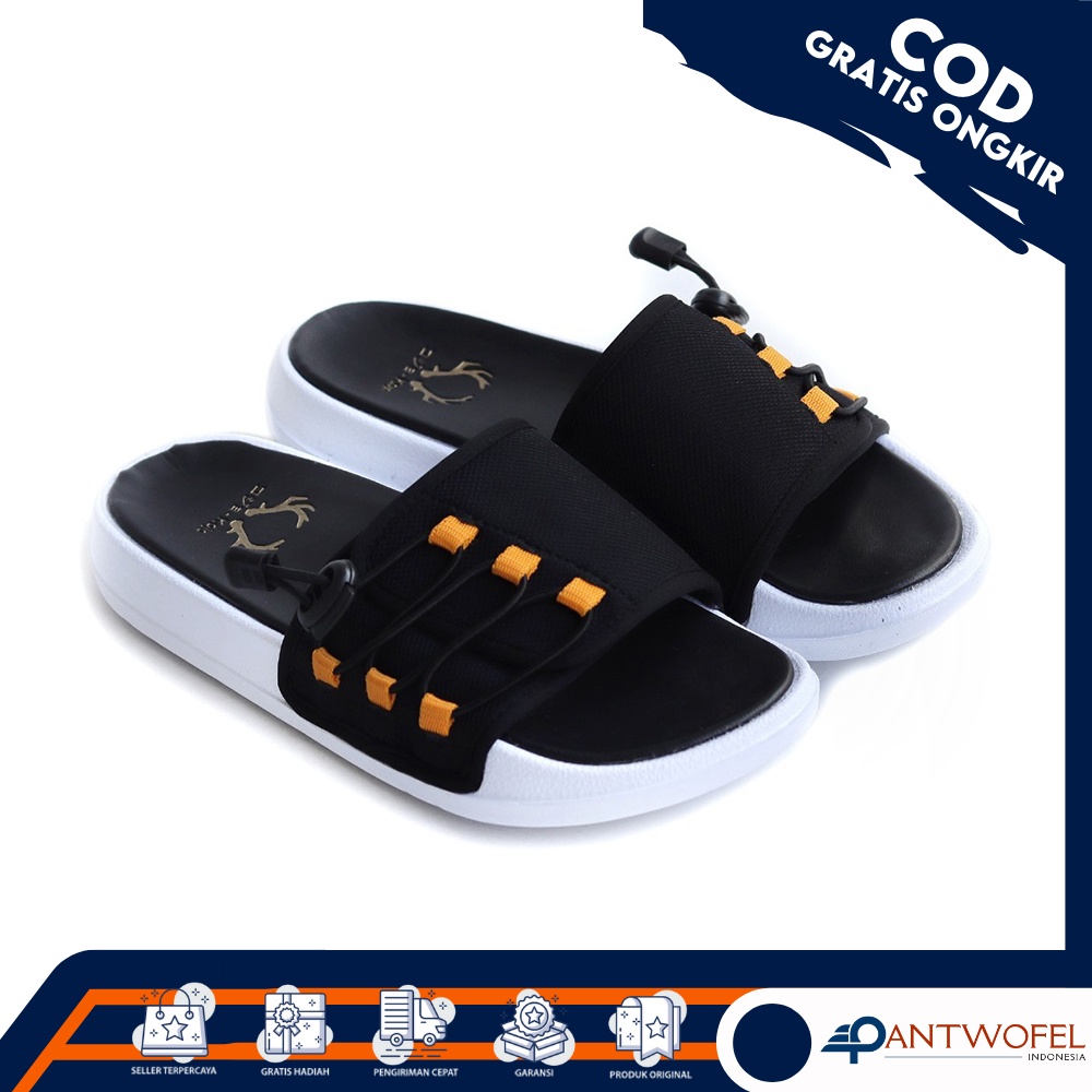 PTW X PANDE - Sendal Selop Karet Kasual Slip On Anti Slip/Anti Licin Warna Hitam Putih Ukuran 39 - 43 Kualitas Premium - Sandal Slop Casual Hangout Nikahan Lamaran Undangan Kondangan Nongkrong Main Flip Flop