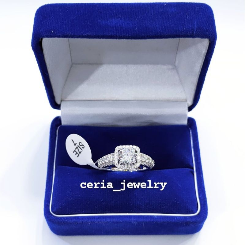 Cincin Perak Asli Silver Wanita 925 Lapis Emas Putih Model Diamond Terbaru Limited edition