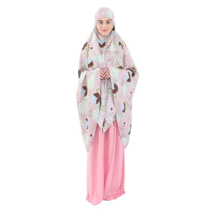 Mukena Tazbiya Polka Leaf Pink (Mukena Rayon Premium Dewasa) Berkualitas