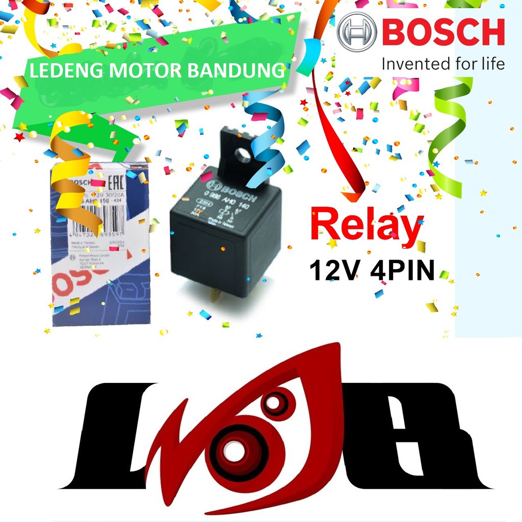 Relay Bosch 12v Kaki 4 Pin Rellay Original Asli Relai Motor Mobil