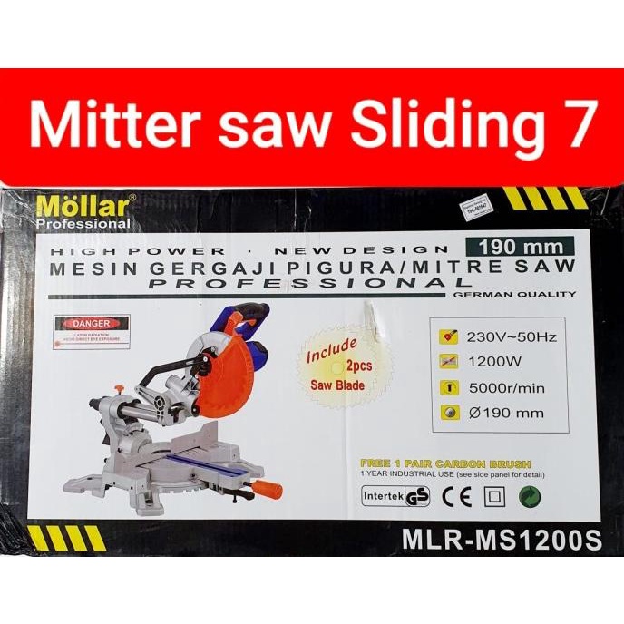 Mollar Mitter Saw Sliding 7" Laser - Mitre Saw Gergaji Pigura - MS 120 ---Termurah---