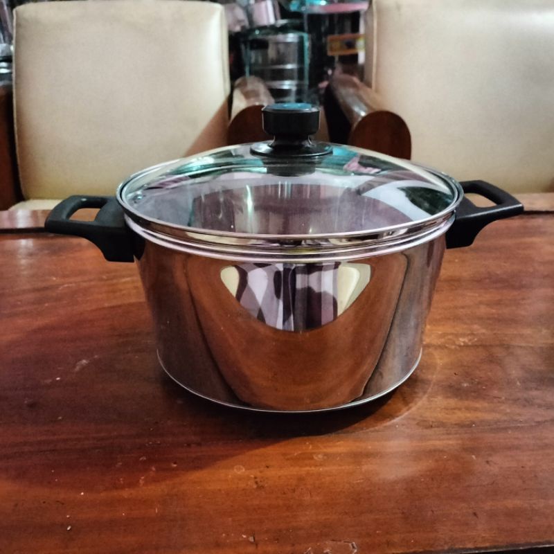 Panci sayur kukus tanpa sarang tutup kaca uk 24cm