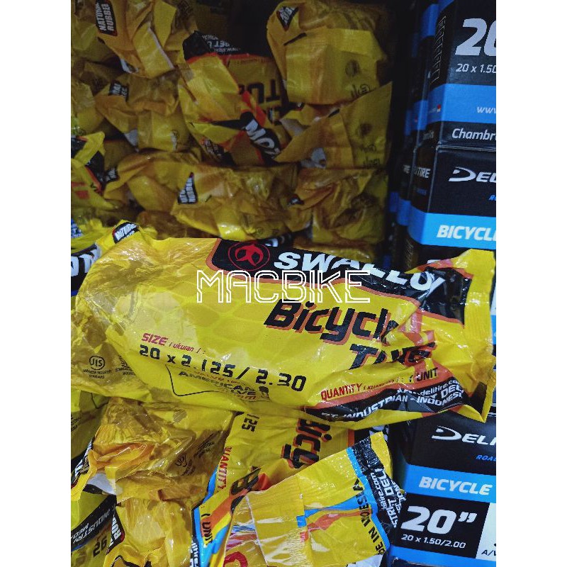 BAN DALAM SEPEDA 20 X 2.125/2.30 PENTIL PANJANG 48 MM SWALLOW | BAN DALAM 20 SWALLOW PENTIL PANJANG