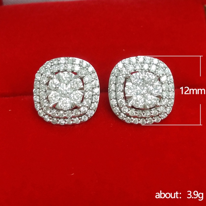 Anting Stud Bentuk Persegi Aksen Batu Dazzling CZ Untuk Wanita