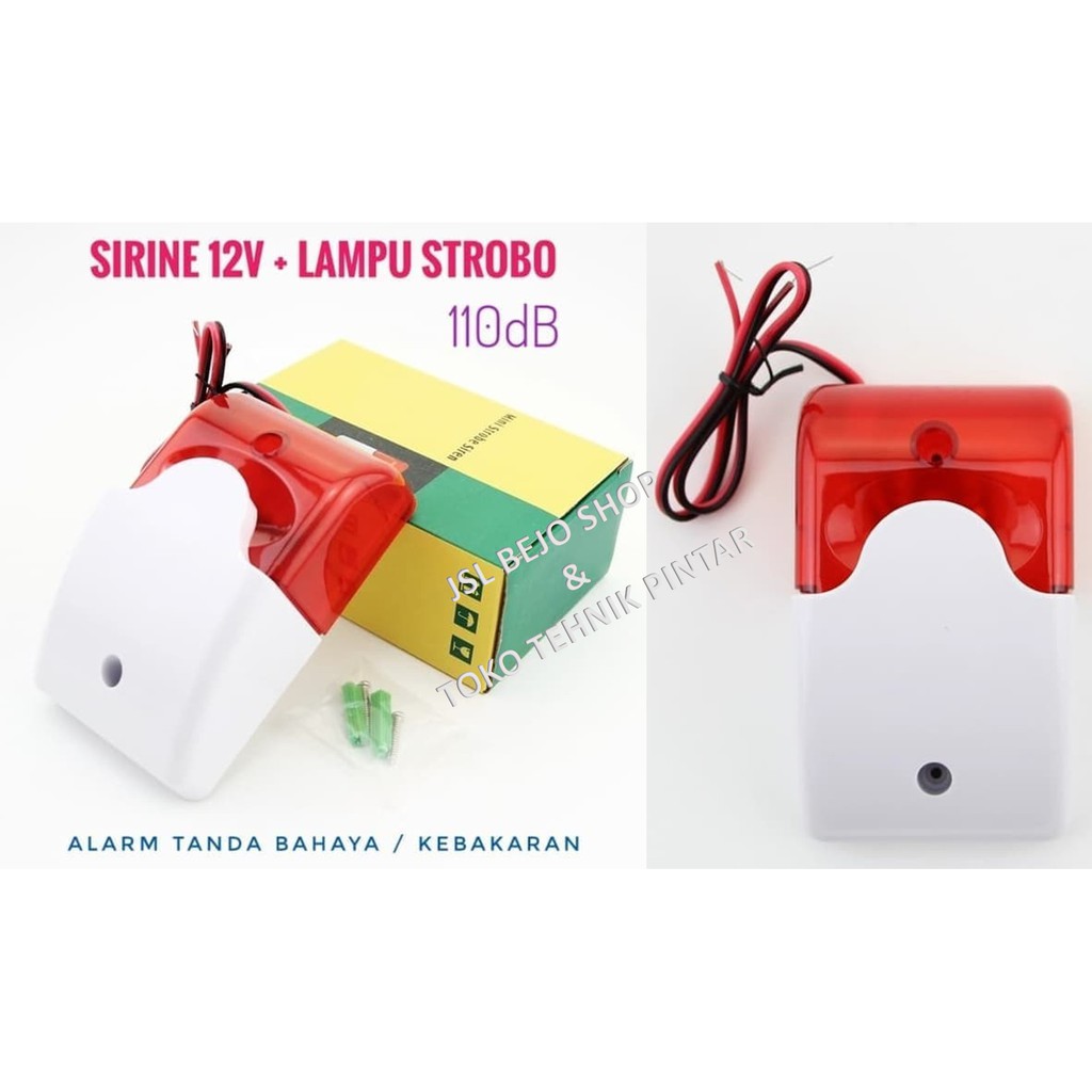 Sirine Buzzer Alarm Led Light Dc 12v 110db Strobe Warning Lampu Strobo Shopee Indonesia