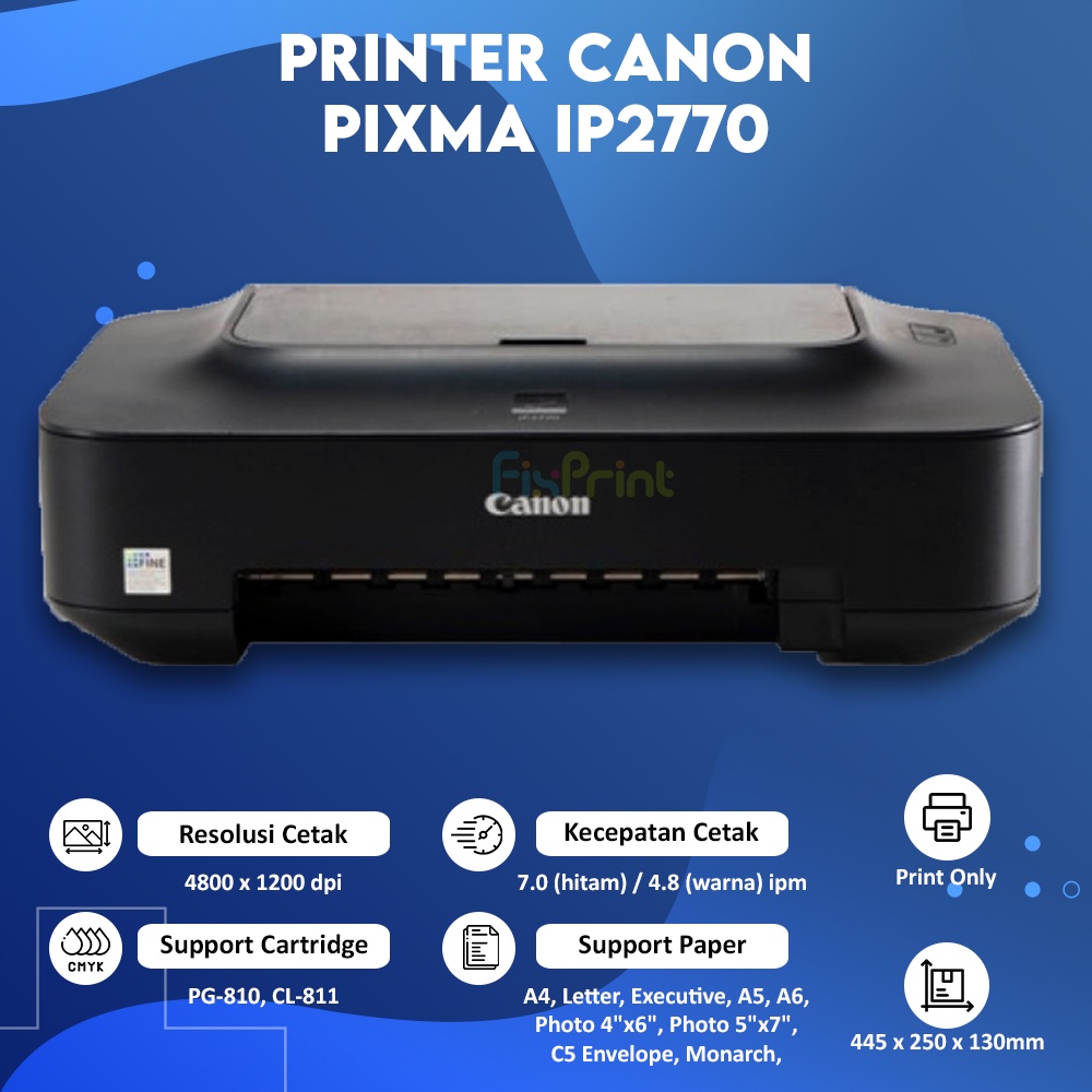 Printer Canon PIXMA IP2770 IP 2770 Tanpa Cartridge Tinta 810 811 Ori