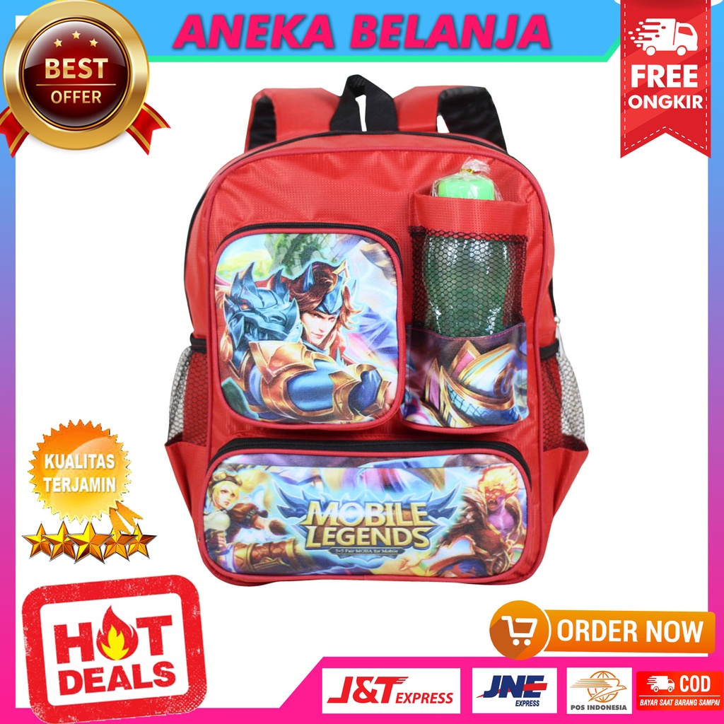 Ransel Anak Free Botol Saku Spiderman x Cars Keren Bagus Murah Awet