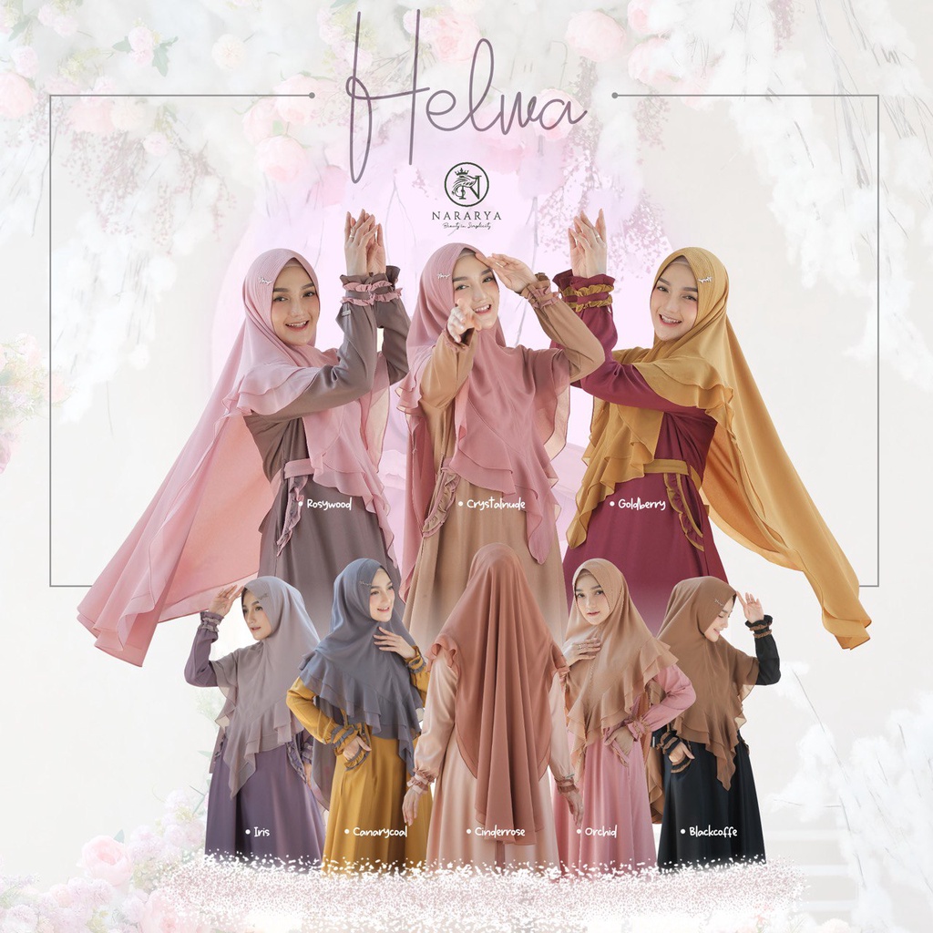 GAMIS SYARI SET KHIMAR HELWA BY NARARYA PREMIUM BAHAN JASMINE VERSACE