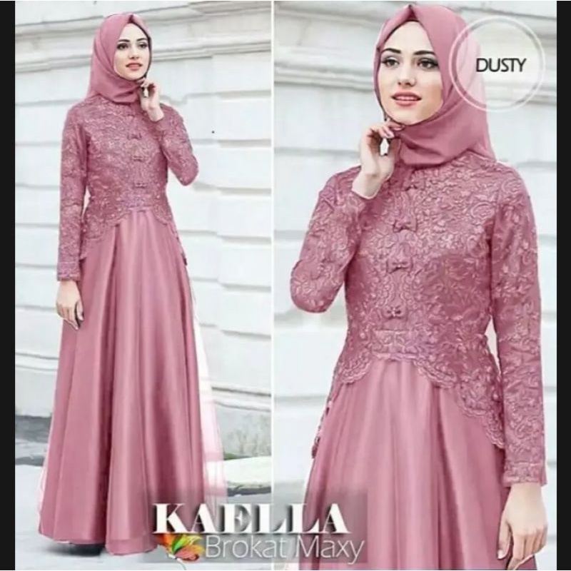 Gamis Brukat Jumbo XXL - 4XL / Kaela Maxy Gamis Brukat Terbaru 2021 / Baju Pesta Mewah Elegan / Gami