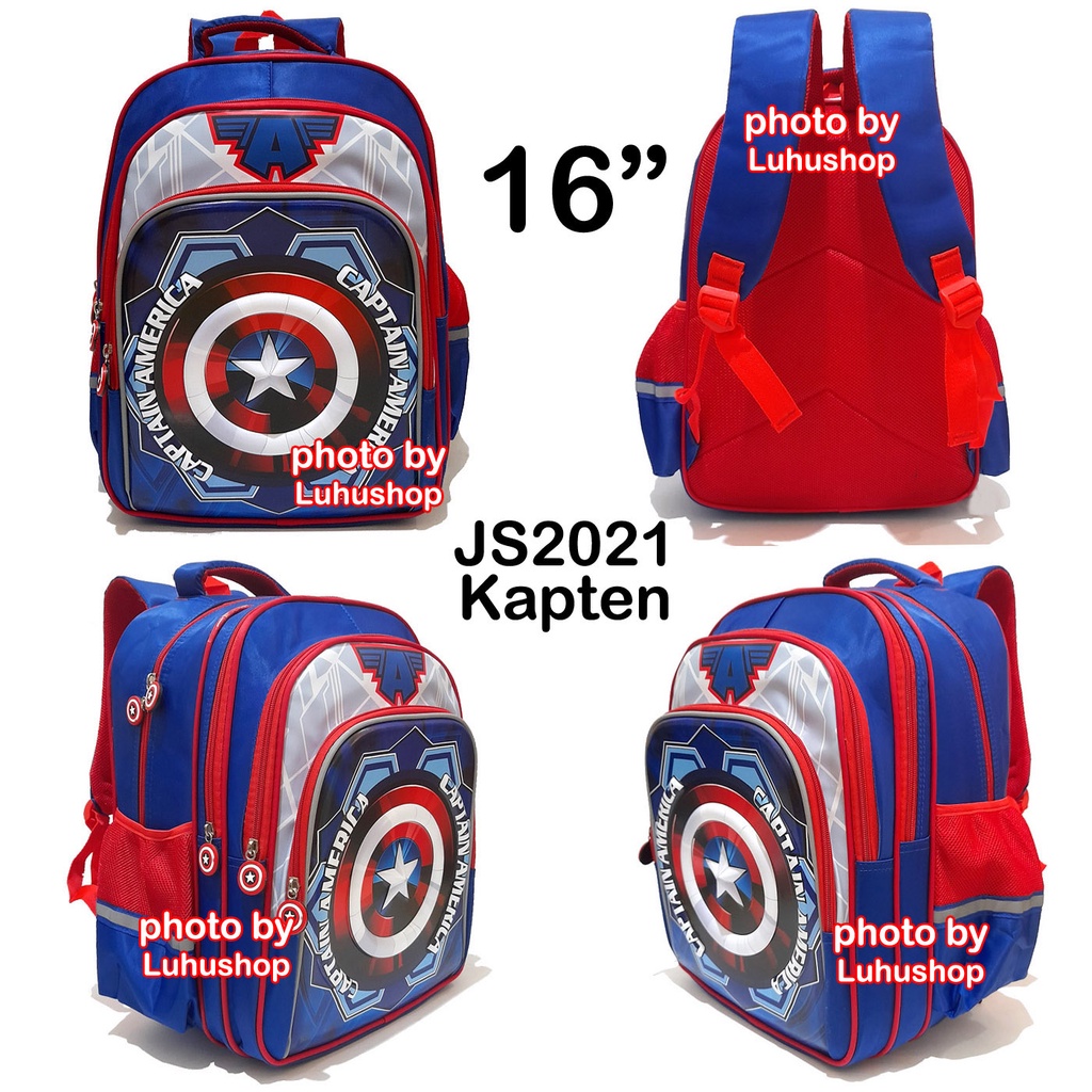 Tas Glossy SD TK Ransel Anak Sekolah Cowok Laki Laki Captain Amerika