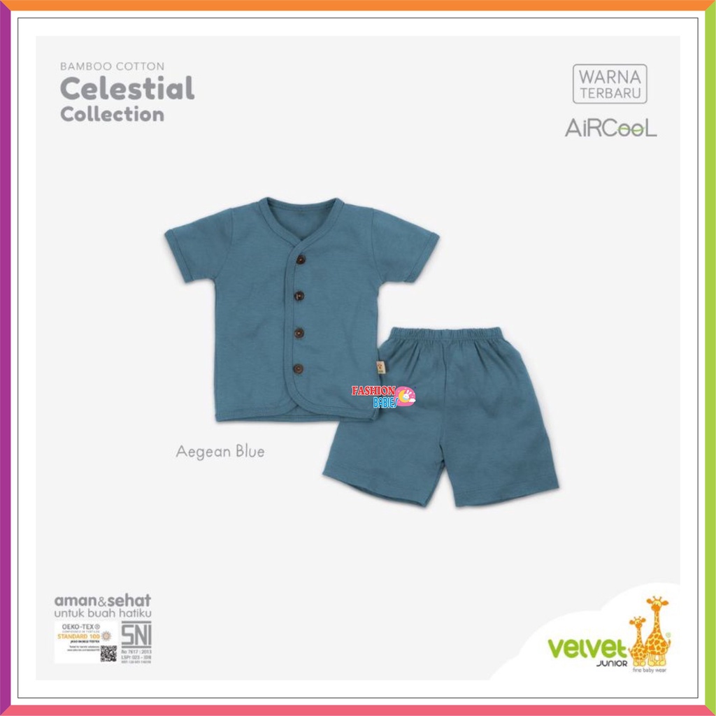 VELVET JUNIOR BAMBOO COTTON CELESTIAL PENDEK | VELVET POLOS TERBARU | SETELAN PENDEK KANCING &amp; OBLONG