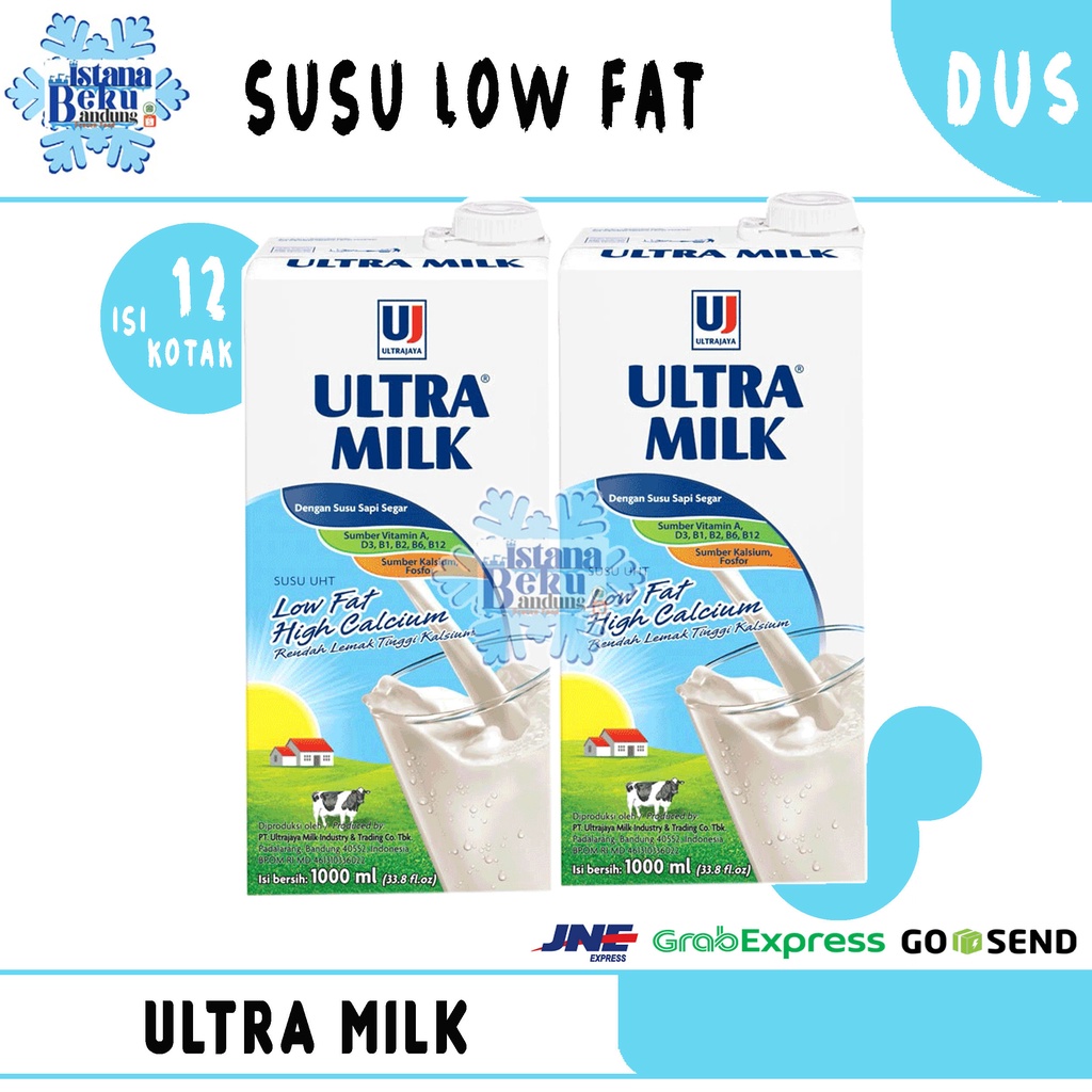 

Ultra Milk Low Fat 1000ml (1 Dus = 12 Pcs)