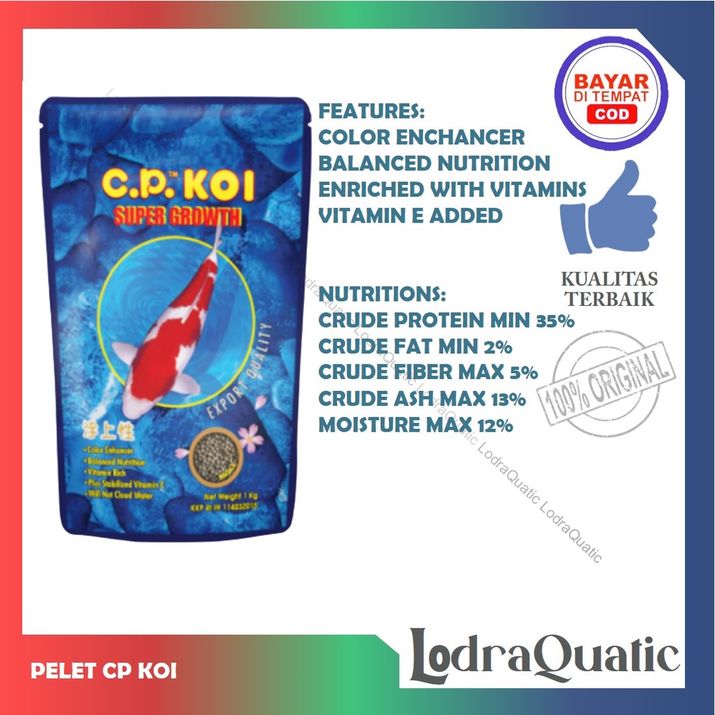 {PELET CP KOI} PELET CP KOI GROWTH 1 KG HIGH GROWTH COLOUR ENHANCER PELET IKAN KOI PAKAN IKAN KOI MAKANAN IKAN KOI