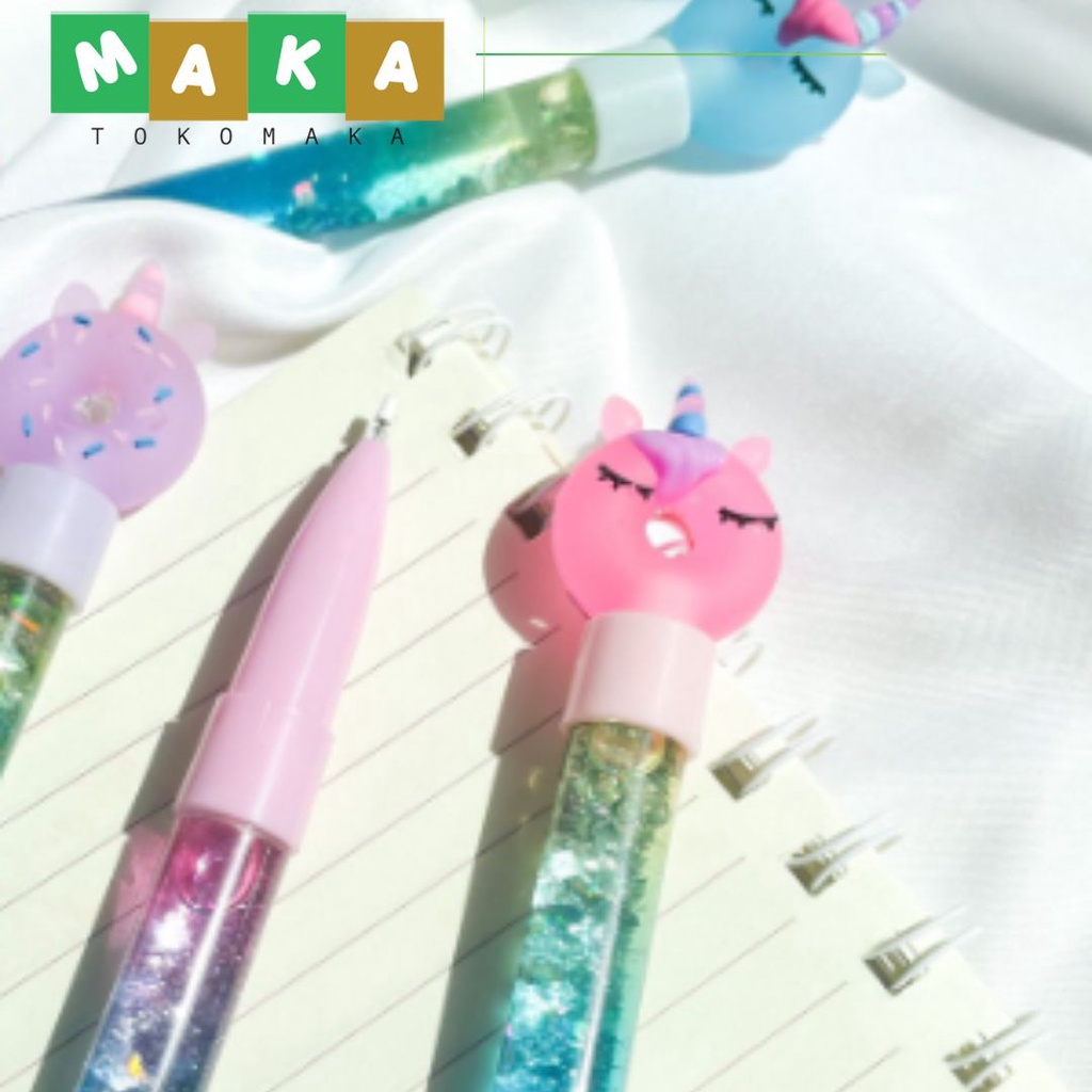 

pulpen glitter unicorn donat pen unicorn donat glitter pena bolpen perlengkapan sekolah alat tulis kantor lucu atk termurah