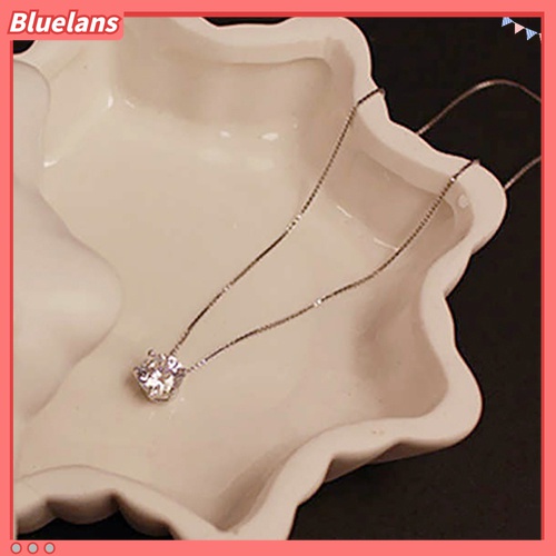 Kalung Rantai Klavikula Pendek Bahan 925 Sterling Silver Aksen Berlian Imitasi Untuk Wanita