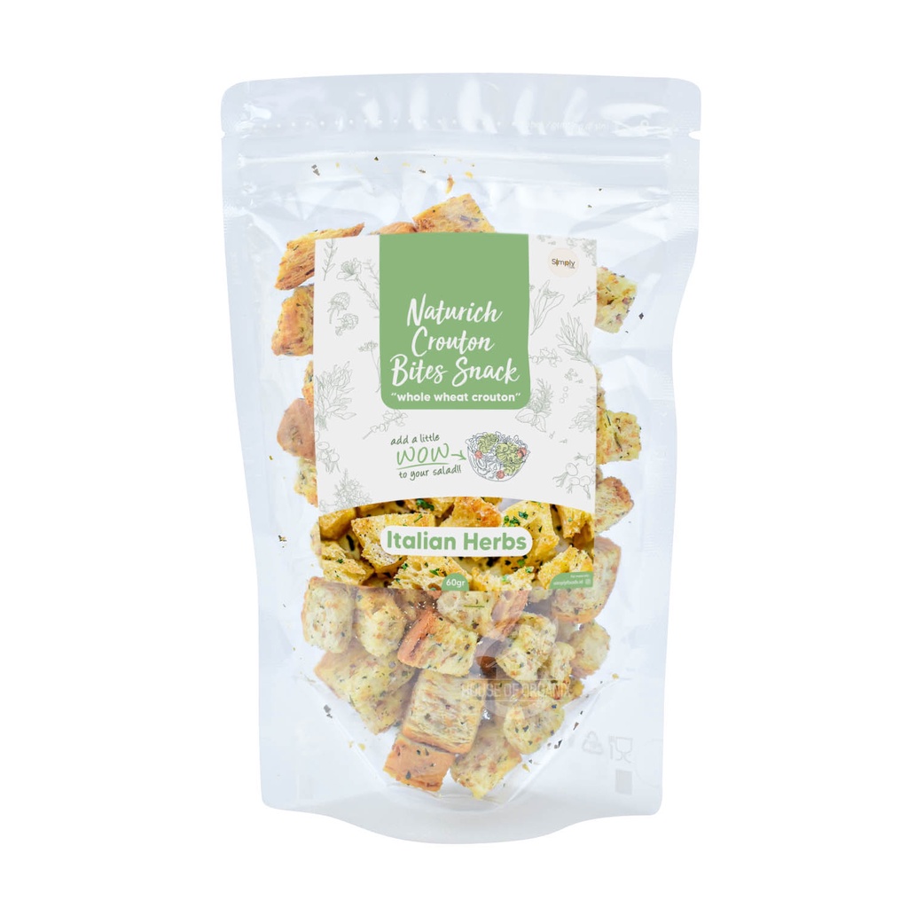 Simply Premium Crouton Bites Snack Italian Herbs 60 Gr